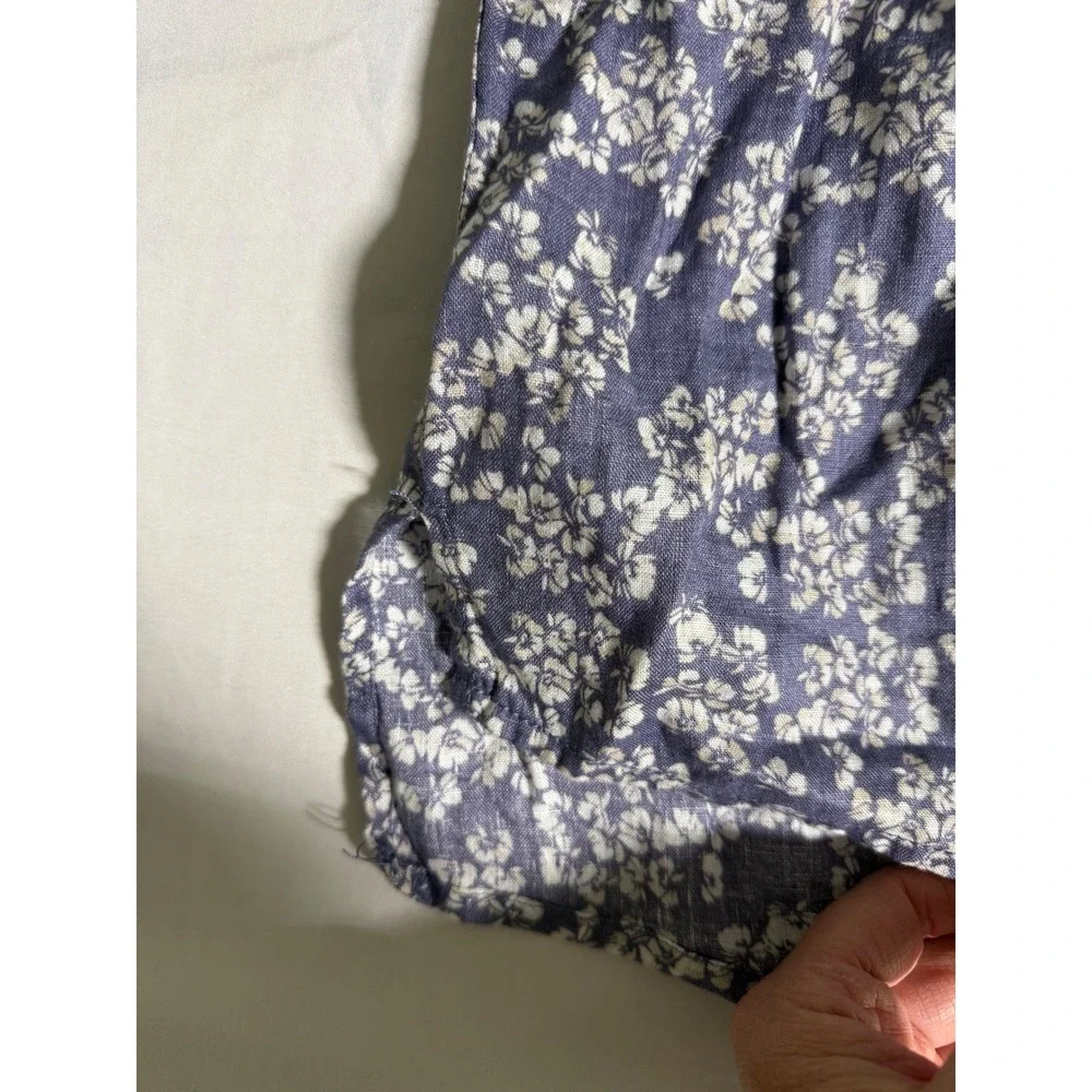 Rachel Zoe Women Floral 100% Linen Short Sleeve Button Up Shirt purple Size M - Picture 5 of 10